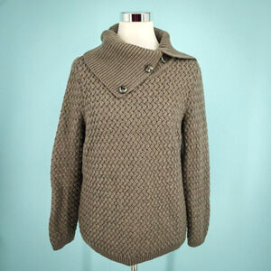 Saint James Size large L Arzon Brown Fold Over Cowl Turtleneck Long Sleeve Wool